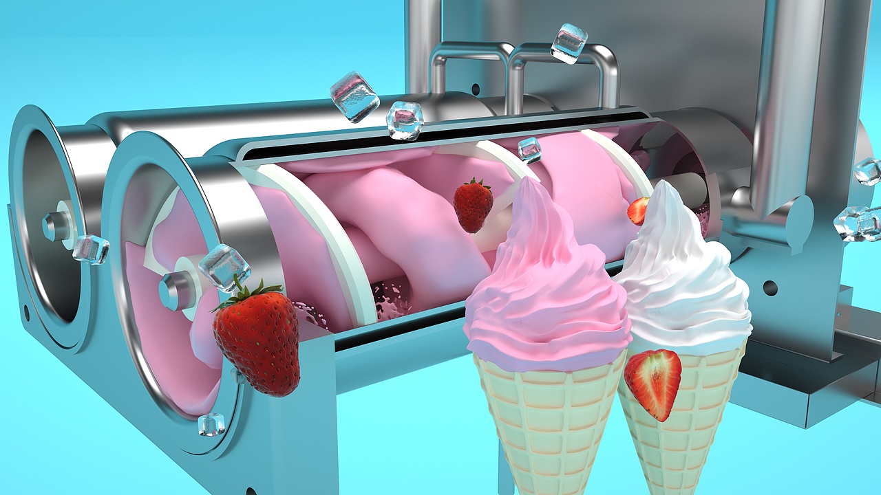 C4D 商用冰淇淋机
