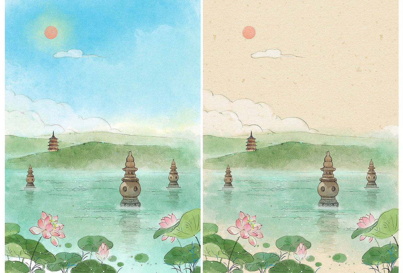 中国河山风景系列（图ZMzI5NDA4NjI0） - 商业插画 - 站酷设计师小猪君原创素材 - 站酷ZCOOL