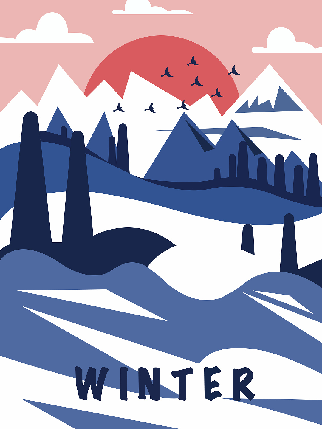 日出印象 插画四季海报