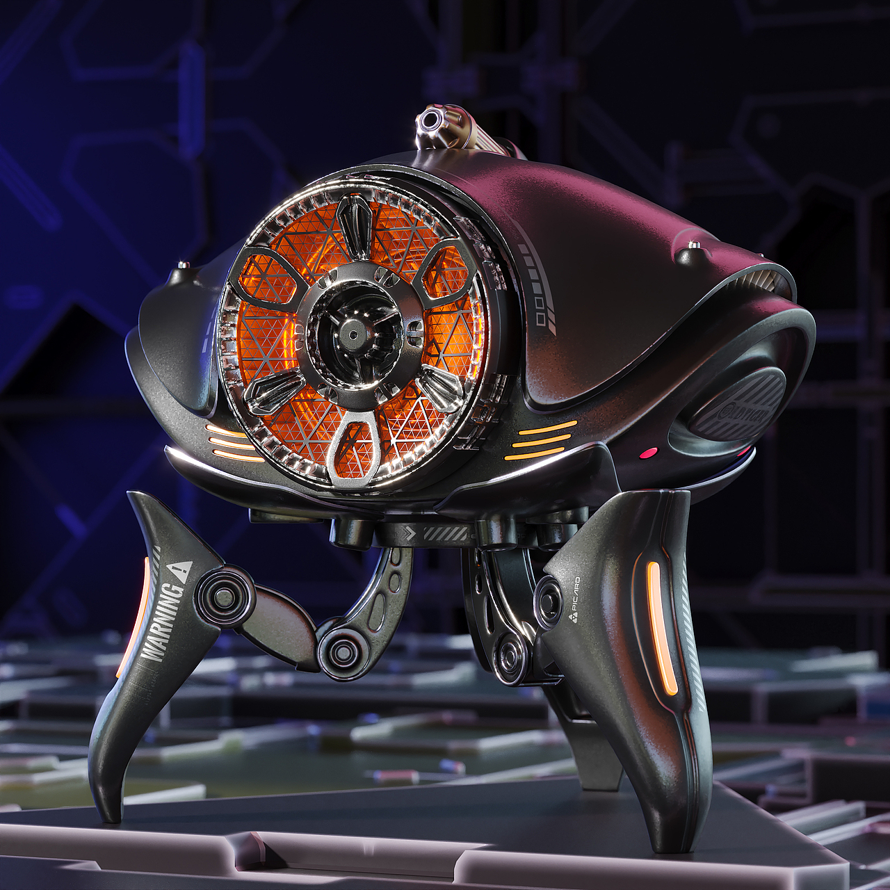 科幻桌面小音箱3D模型制作