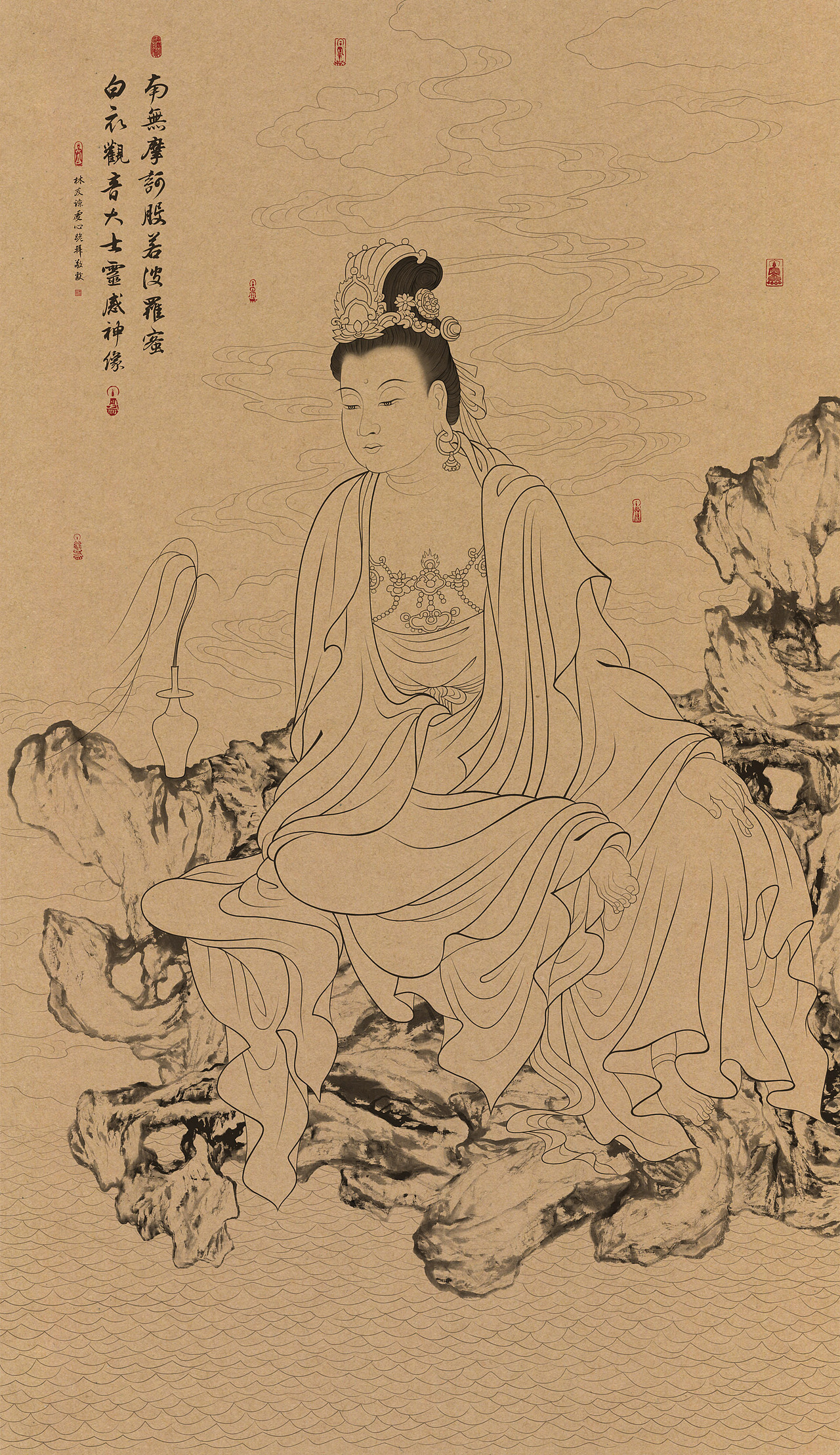 工笔画《白衣观音大士》