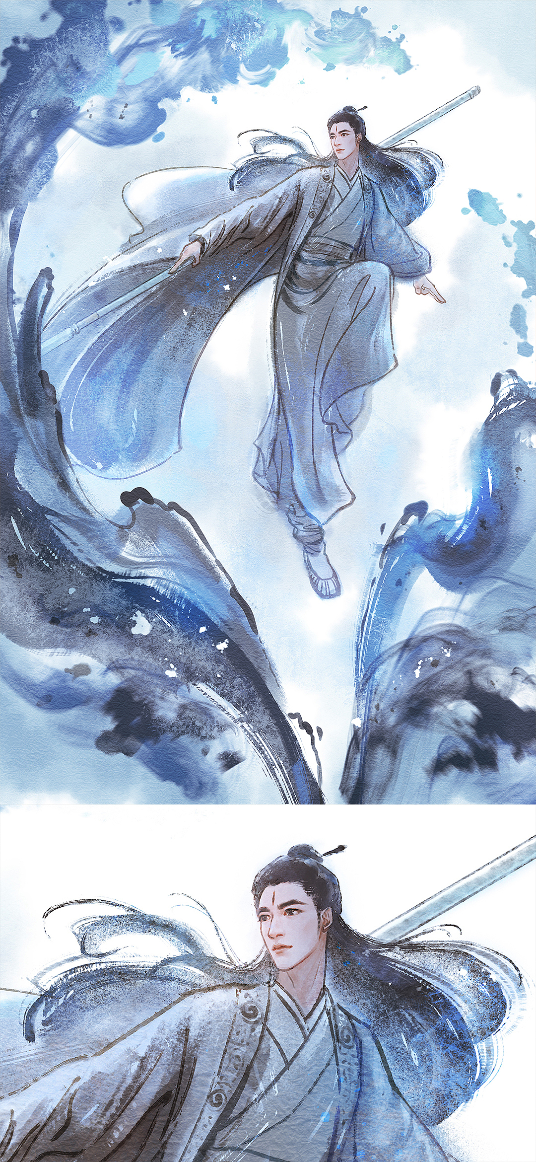 电影封神第一部同人水墨风插画