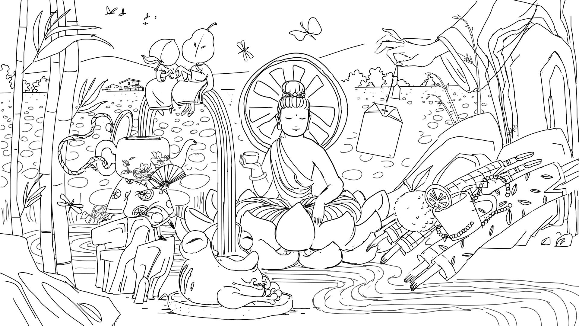 茶π美好世界（图ZMzM5MzQ3MTg4） - 商业插画 - 站酷设计师插画师金灵原创素材 - 站酷ZCOOL