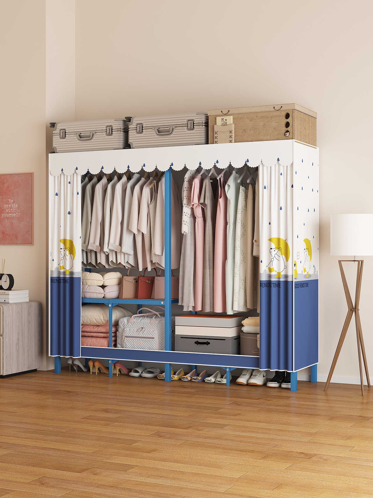 电商用方管折叠简易衣柜效果图（图ZMzU1ODc3MjY0） - 产品 - 站酷设计师赤炜工业设计原创素材 - 站酷ZCOOL