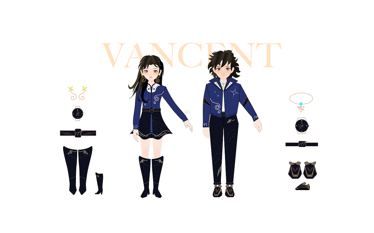 淘宝人生虚拟时装设计-作品名称：VANCENT 星空系列