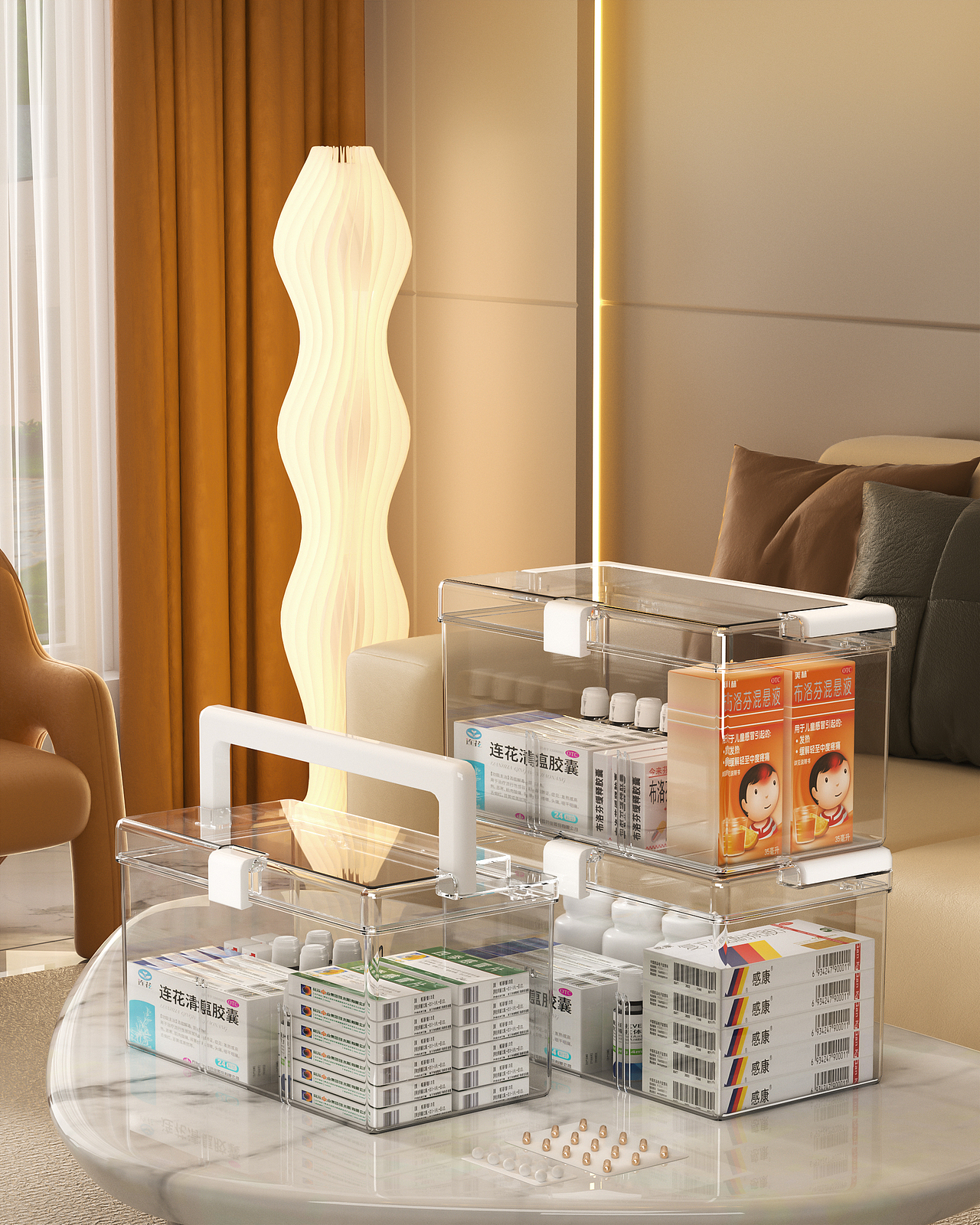 室内暖色系产品渲染