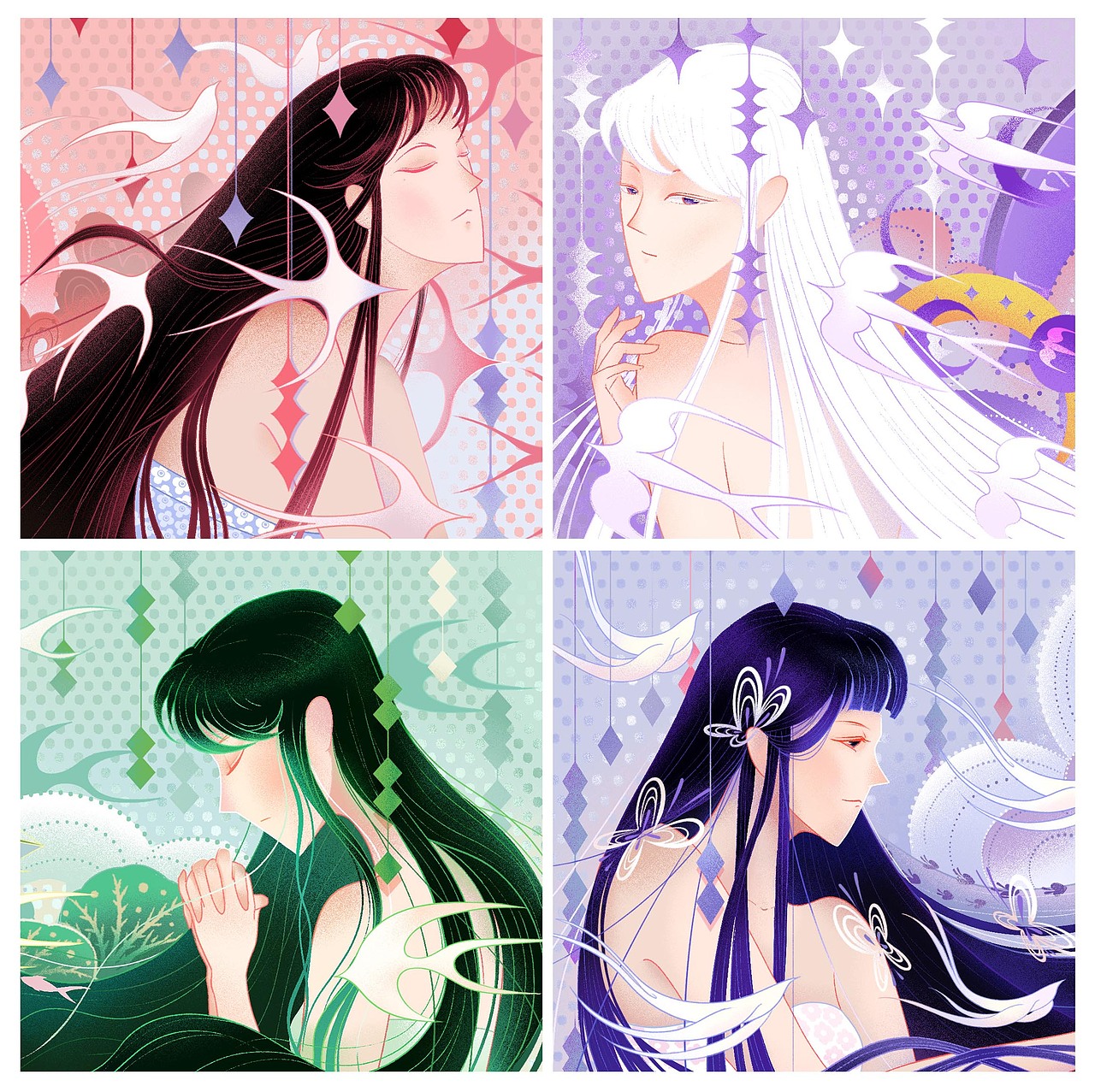 《长发》（图ZMzQ4MDQwMTE2） - 商业插画 - 站酷设计师不周吉zhou原创素材 - 站酷ZCOOL