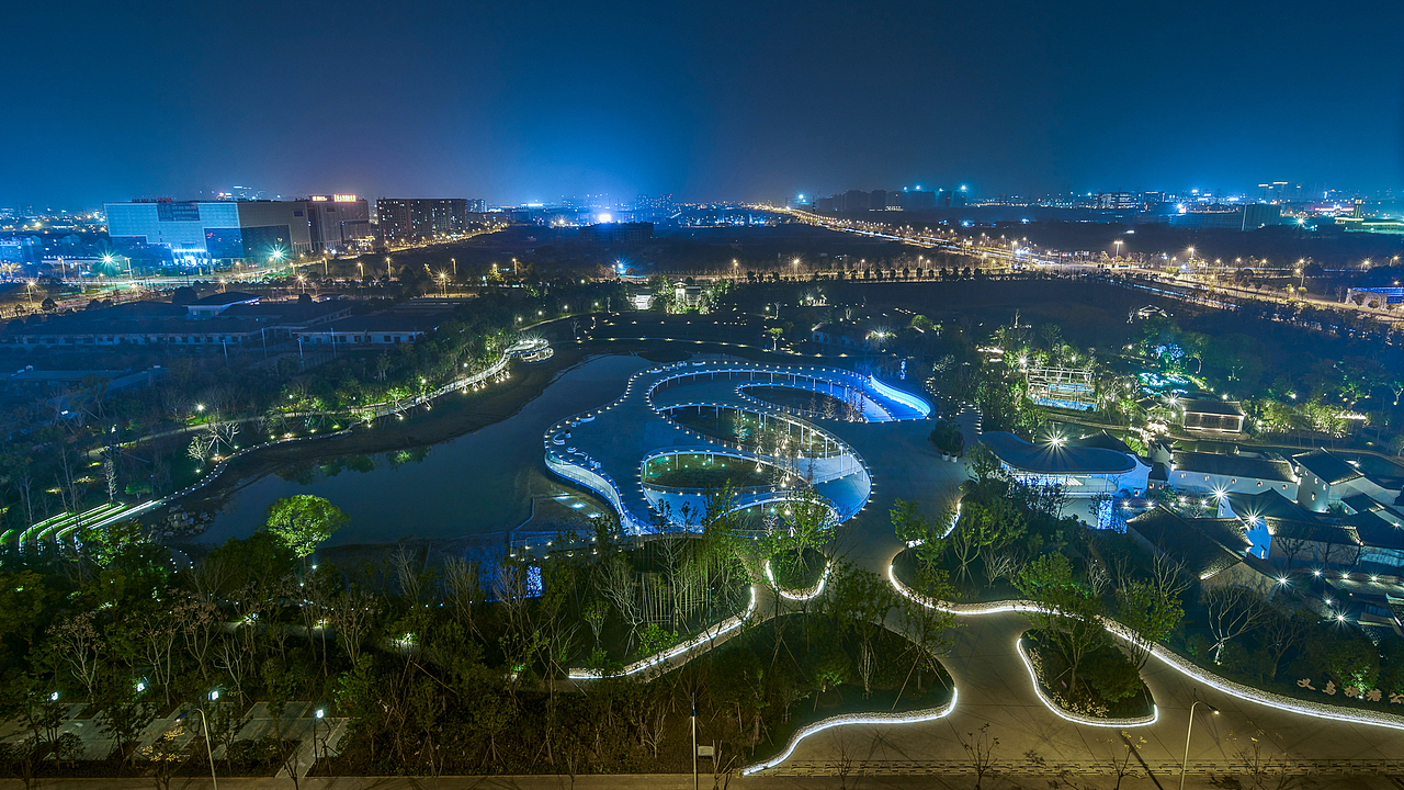 义乌横塘公园灯光设计案例拍摄