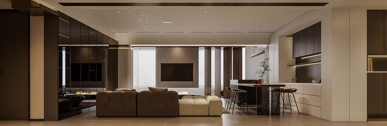 简约对比色现代住宅