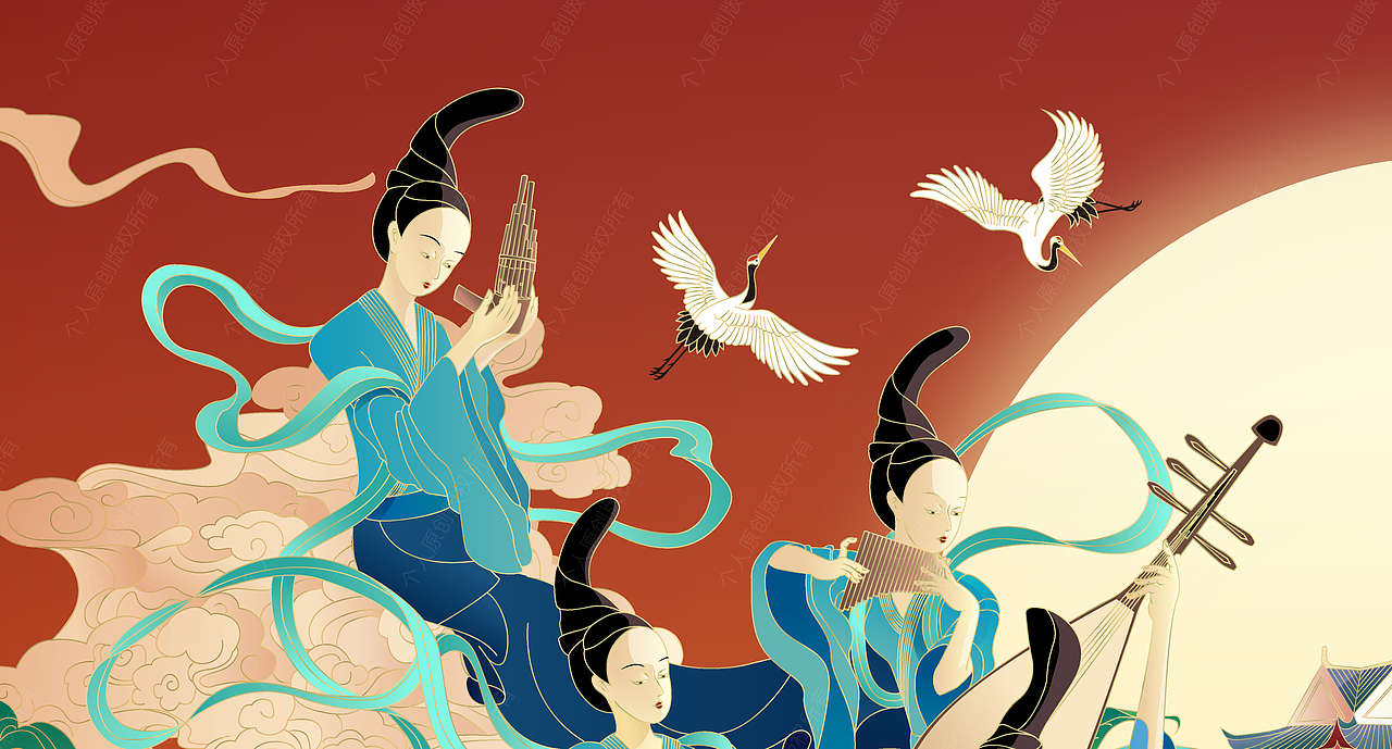 中秋插画（图ZMjk2NjIyMjc2） - 商业插画 - 站酷设计师会跑的大飞机原创素材 - 站酷ZCOOL