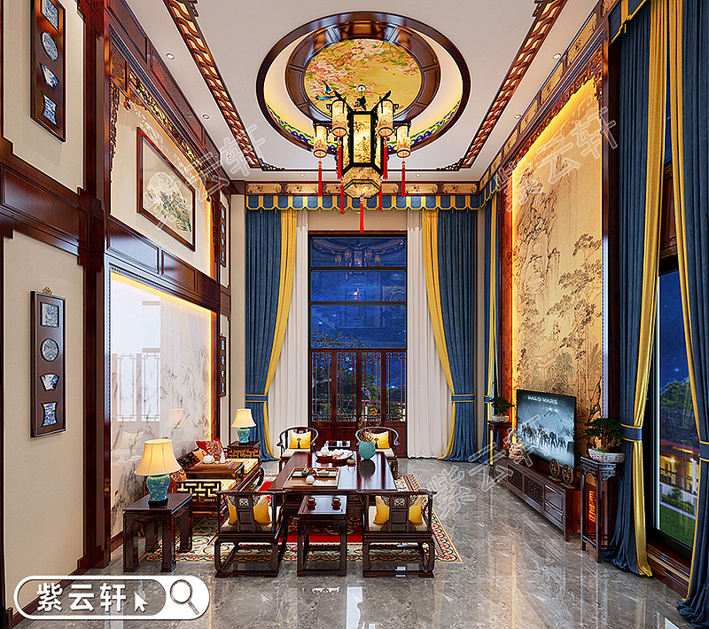 紫云轩别墅豪宅中式装修 客厅