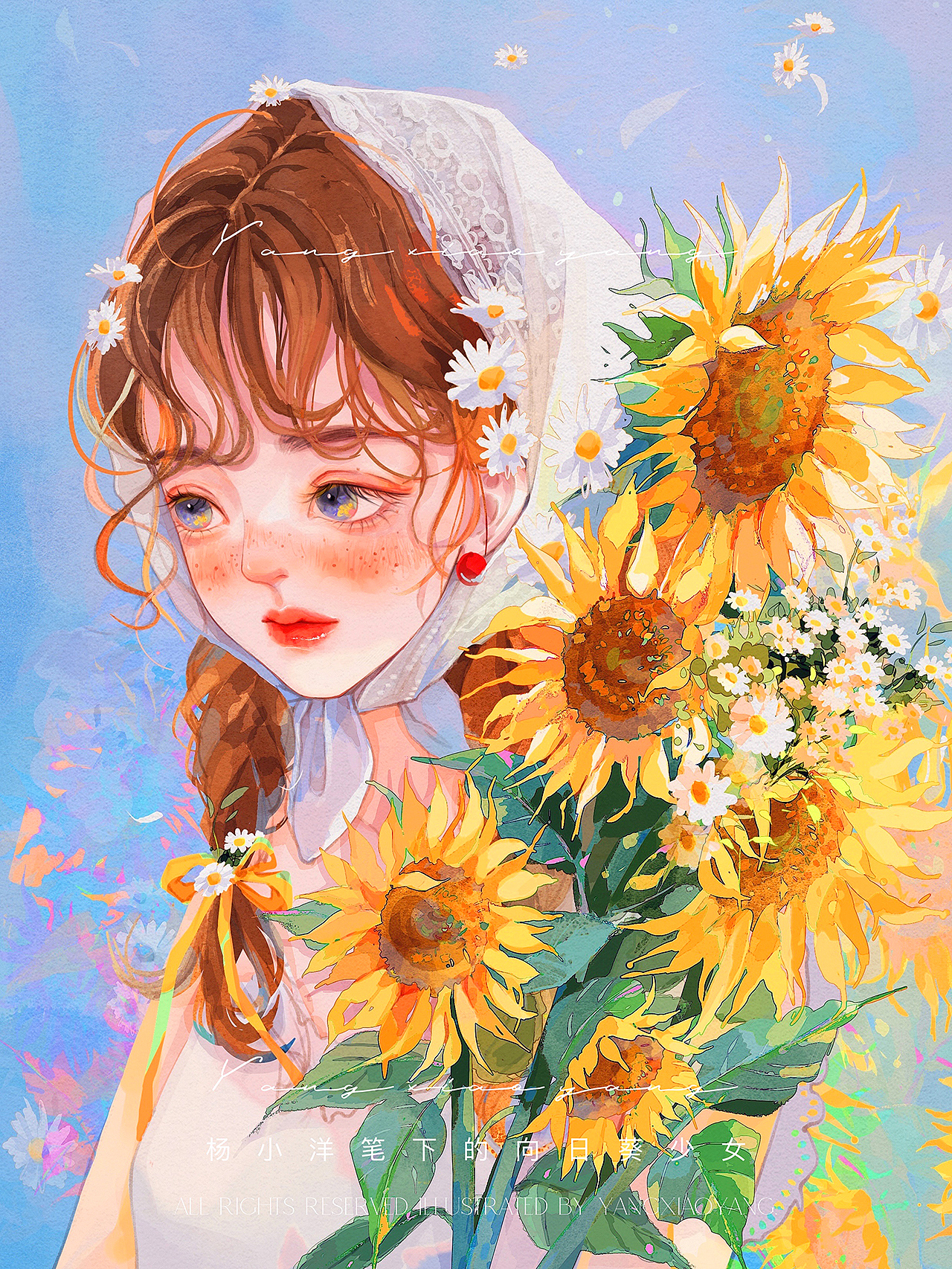 油画风 氛围感少女插画_杨小洋插画-站酷zcool