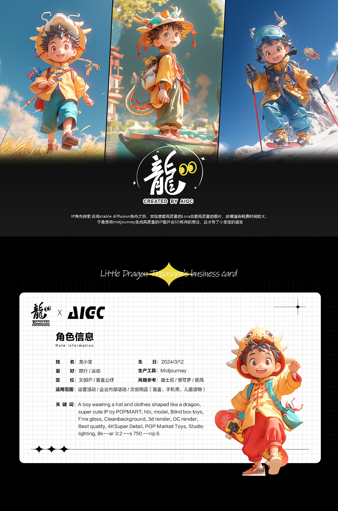 IP形象设计的AIGC探索 I 龙小宝三步诞生记（图ZMzY0MjE4MTY0） - IP形象 - 站酷设计师玩AI的百万原创素材 - 站酷ZCOOL