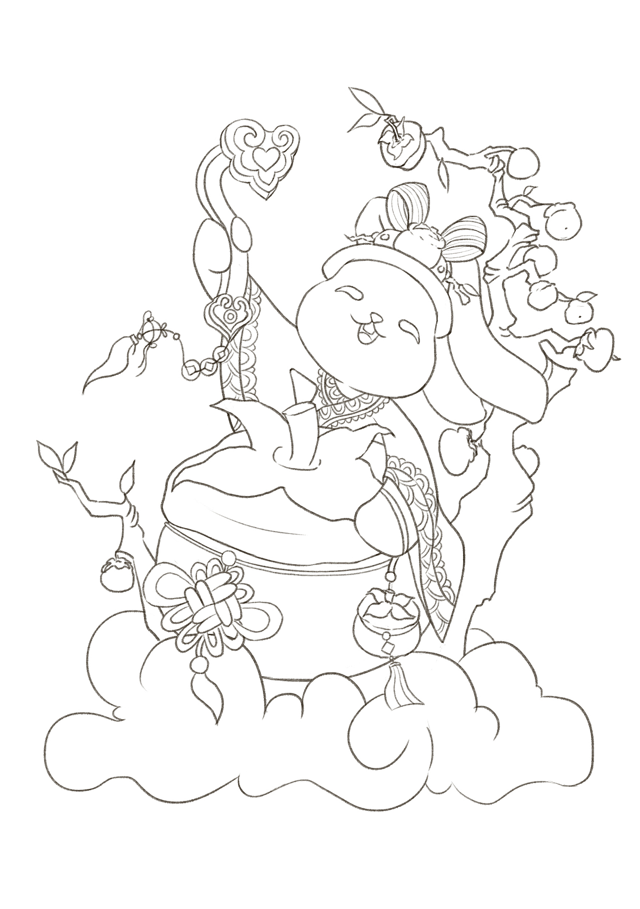 兔年贺图(线稿)