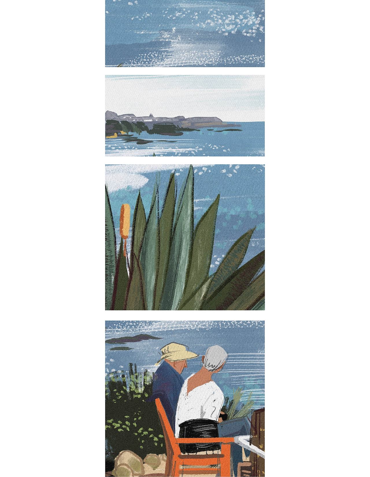 海边老夫妇 | 艺术插画（图ZMzQ3NzE3ODI4） - 绘画 - 站酷设计师ELFELAB原创素材 - 站酷ZCOOL