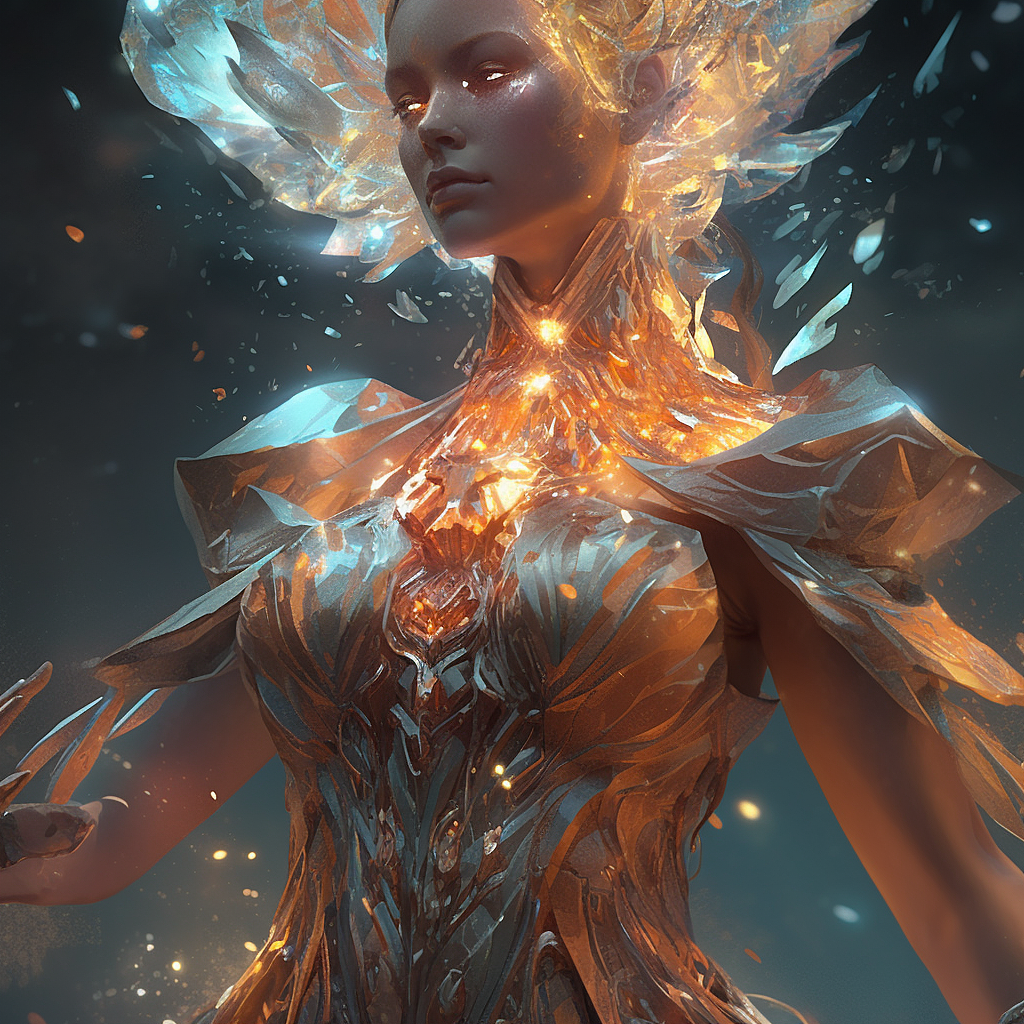 AI作画-散发火焰的女人