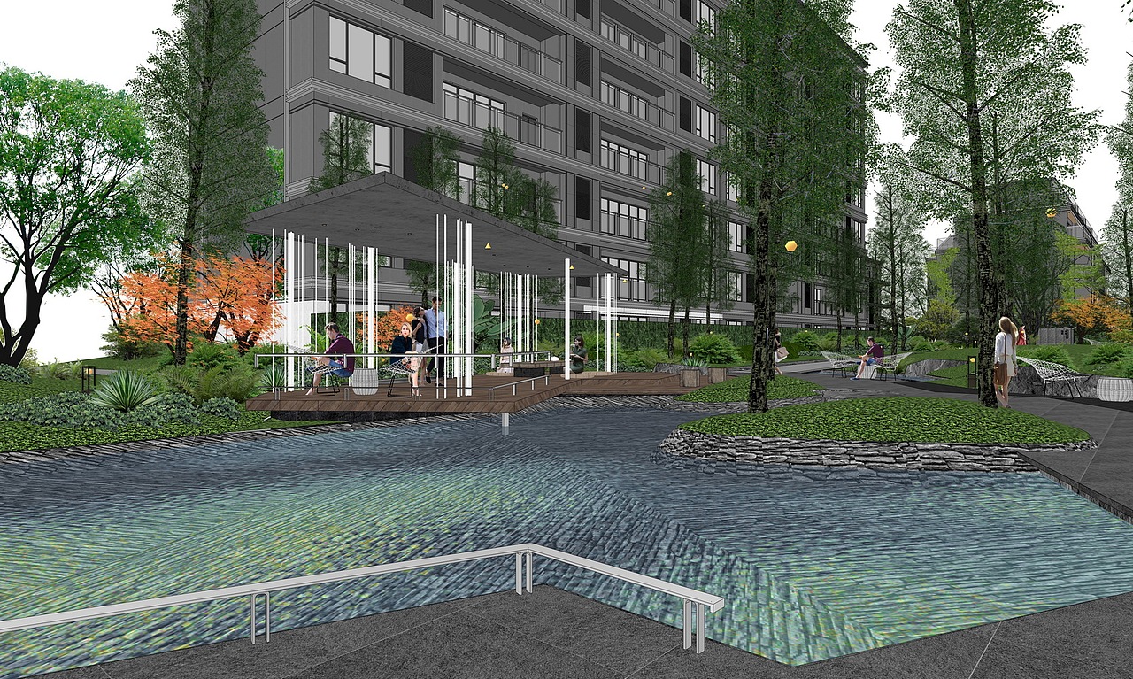 融创曲水风和竹里大区景观SU模型下载