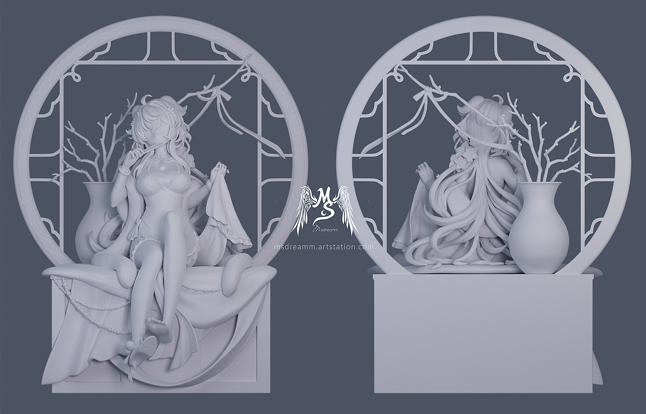 MsDreamm 原神 旗袍甘雨 3D模型（图ZMjk3NDcyMjky） - 人物/生物 - 站酷设计师MsDreamm原创素材 - 站酷ZCOOL