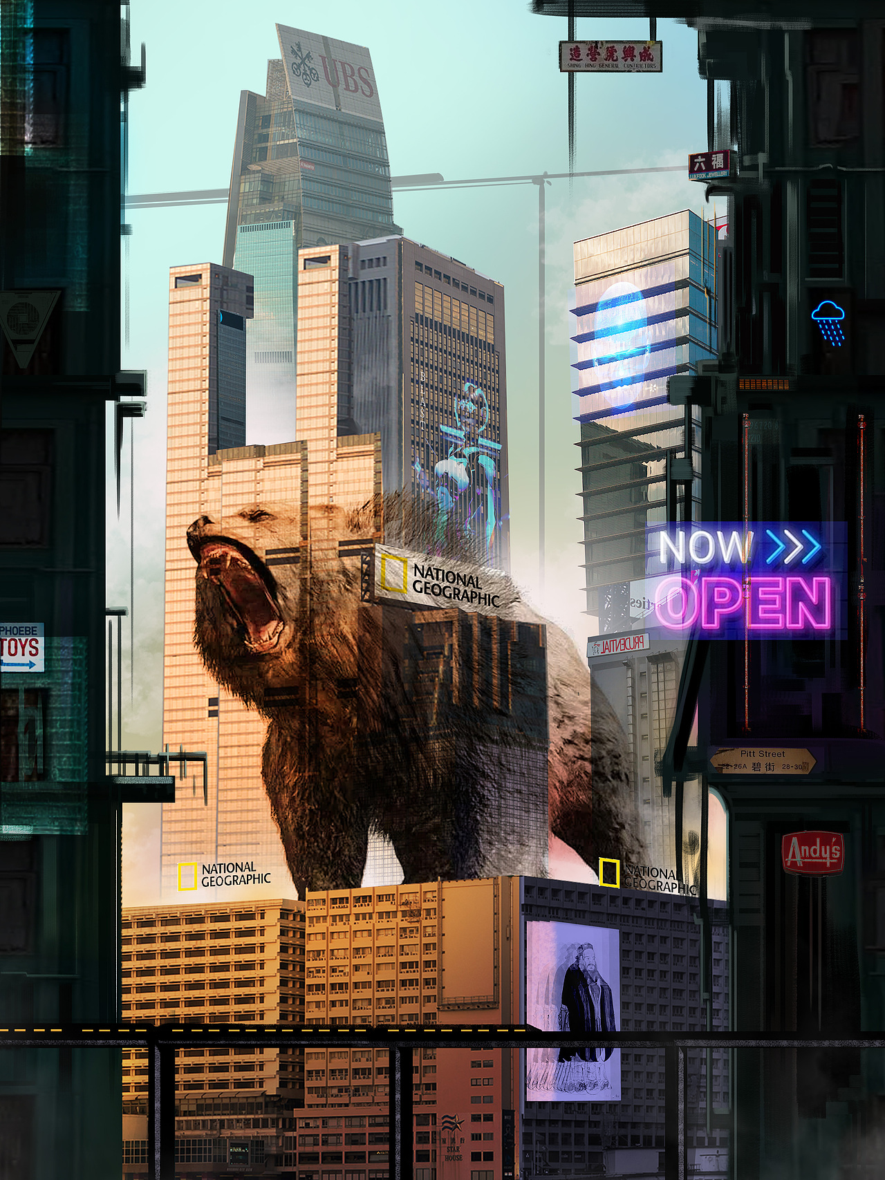 赛博朋克练习--窗外景，熊咆哮（图ZMzEwOTg0MzUy） - 设定/分镜 - 站酷设计师伸筋草原创素材 - 站酷ZCOOL