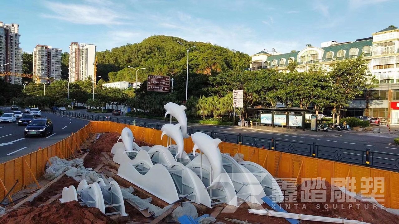 苏州海洋公园不锈钢海豚雕塑 公共艺术雕塑生产厂家