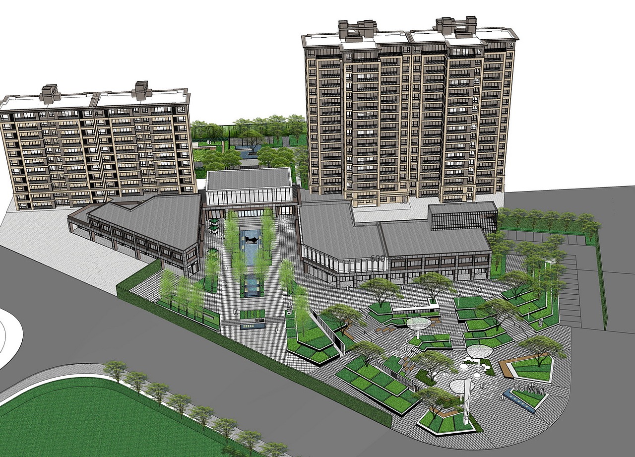 东原岳麓望城示范区景观SU模型下载