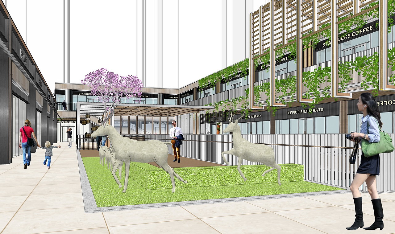 万科社区商业街SU模型下载