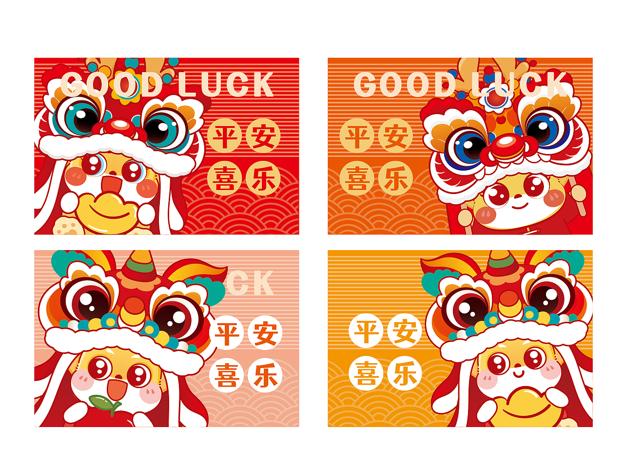 龙年插画醒狮舞狮地垫地毯桌垫门帘服饰烫画插画设计