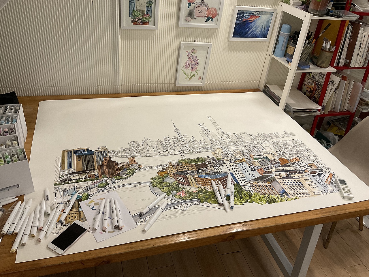 马克笔手绘《上海外滩》