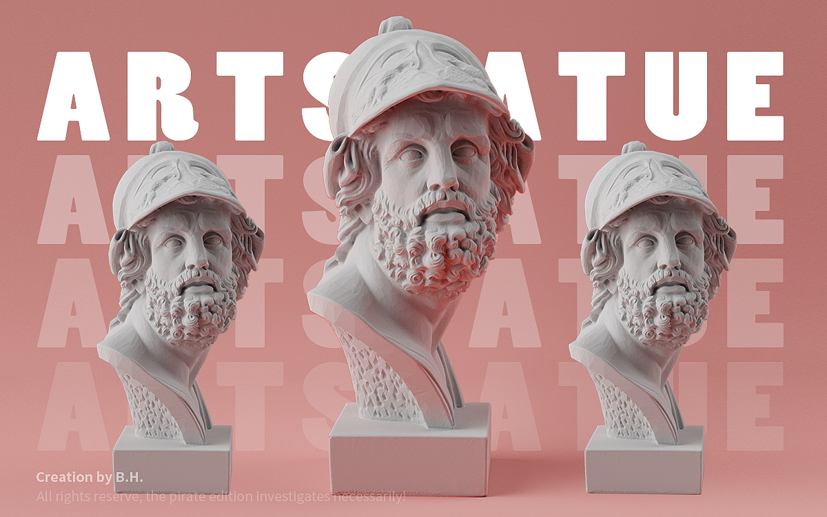 C4D建模-雕塑模型-艺术海报