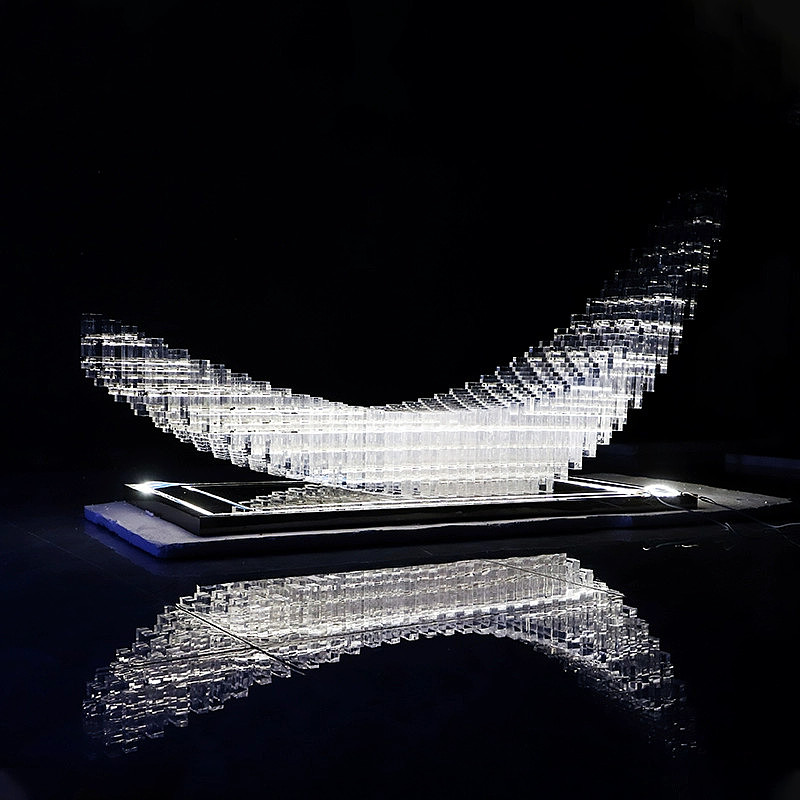 亚克力雕塑售楼部帆工艺品酒店大堂装饰月亮船雕塑