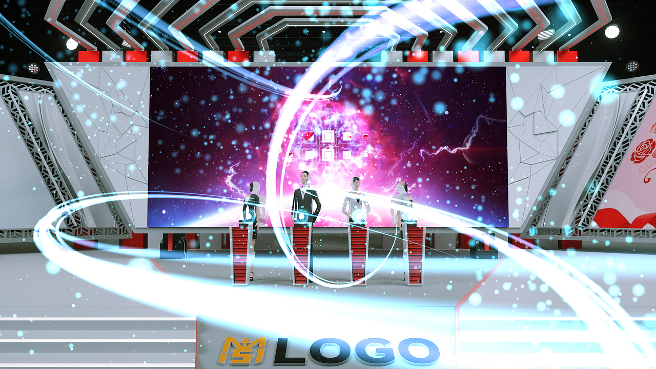 斜三屏舞台背景