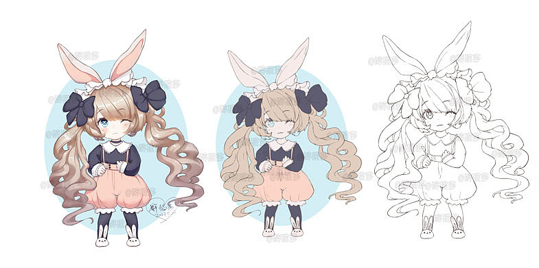 可爱兔兔拟人二次元Q版设计（图ZMzMxODM3MTA4） - 创作习作 - 站酷设计师醉白匸原创素材 - 站酷ZCOOL