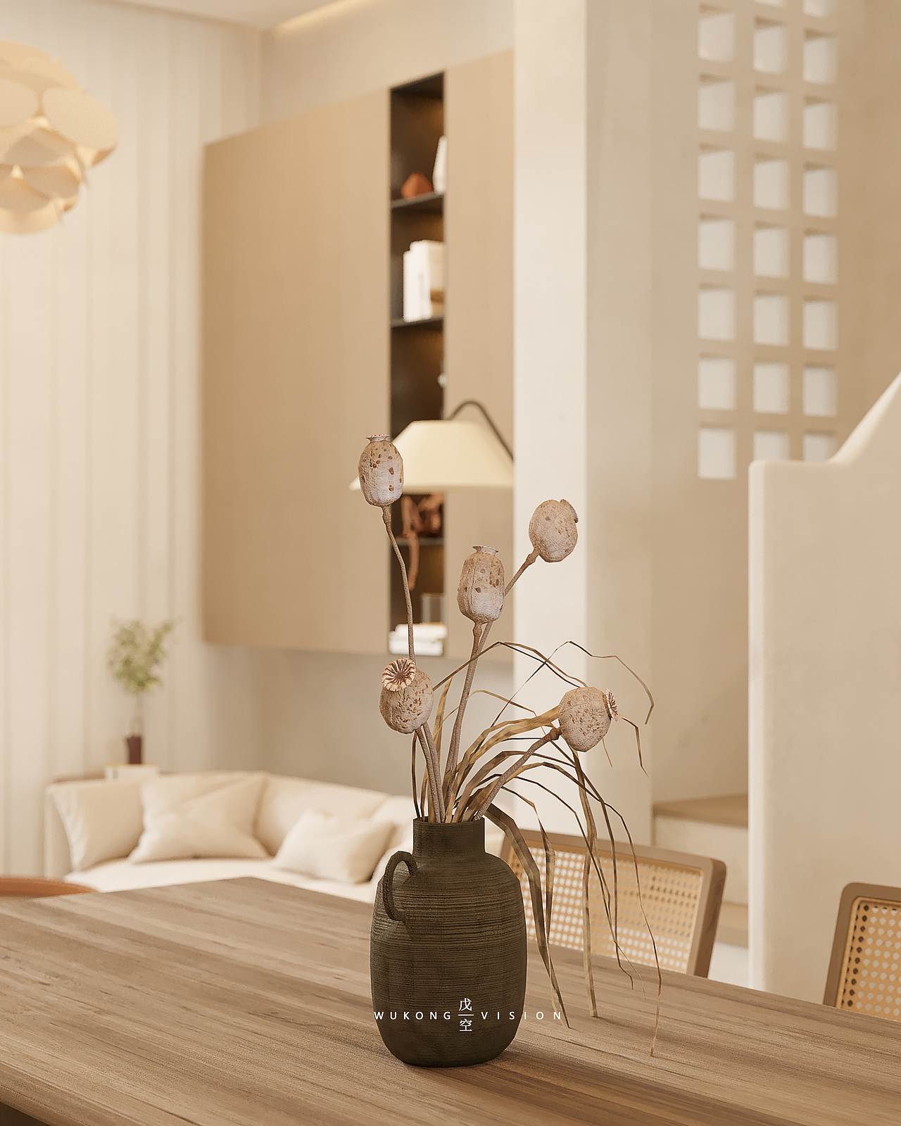 侘寂风 民宿大厅 戊空效果图（图ZMzI1NDk5ODQ0） - 建筑/空间 - 站酷设计师戊空视觉原创素材 - 站酷ZCOOL