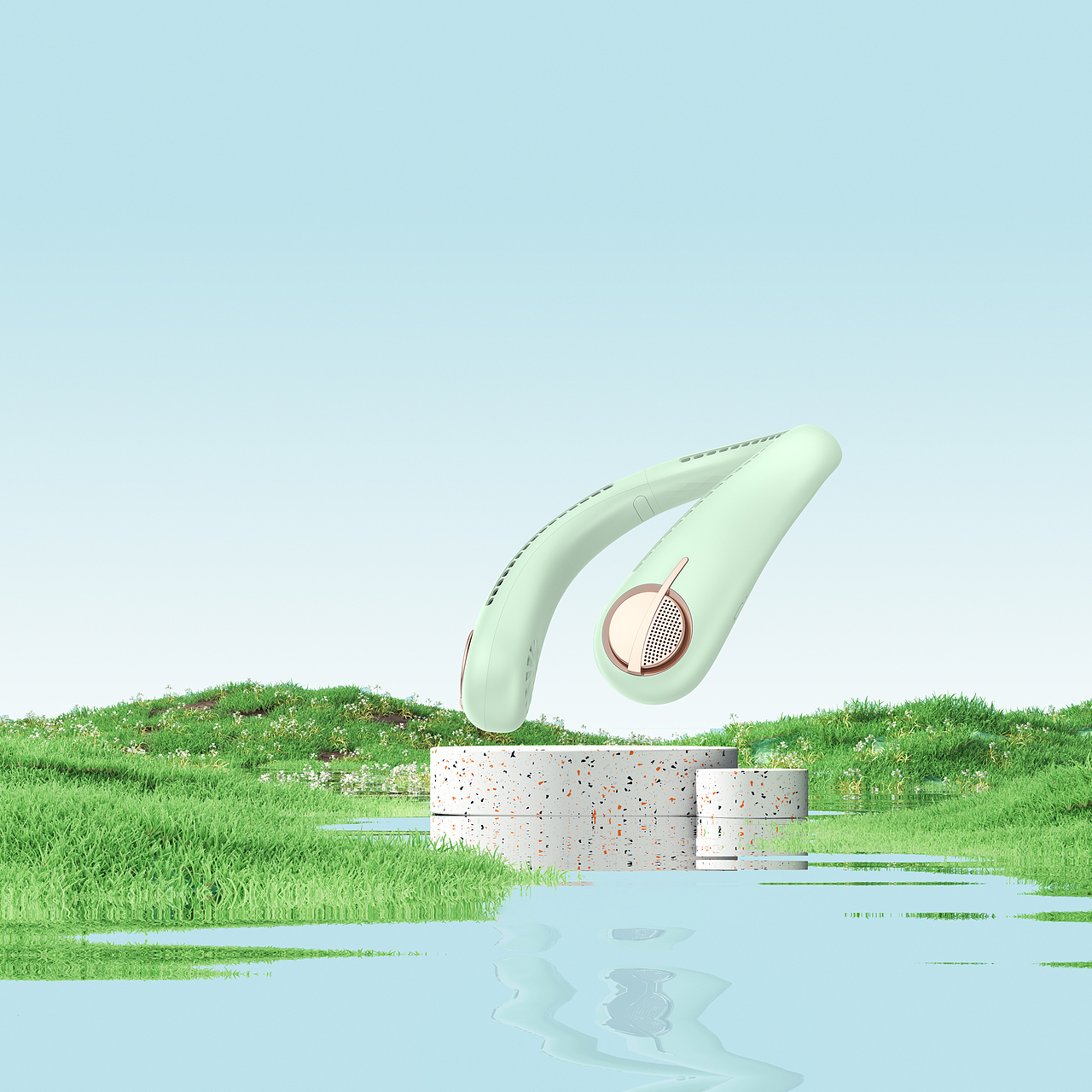 【Benks品牌—挂脖风扇渲染】 Render(图ZMzIwODU5OTcy) - 产品 - 站酷设计师月京舞梨原创素材 - 站酷ZCOOL