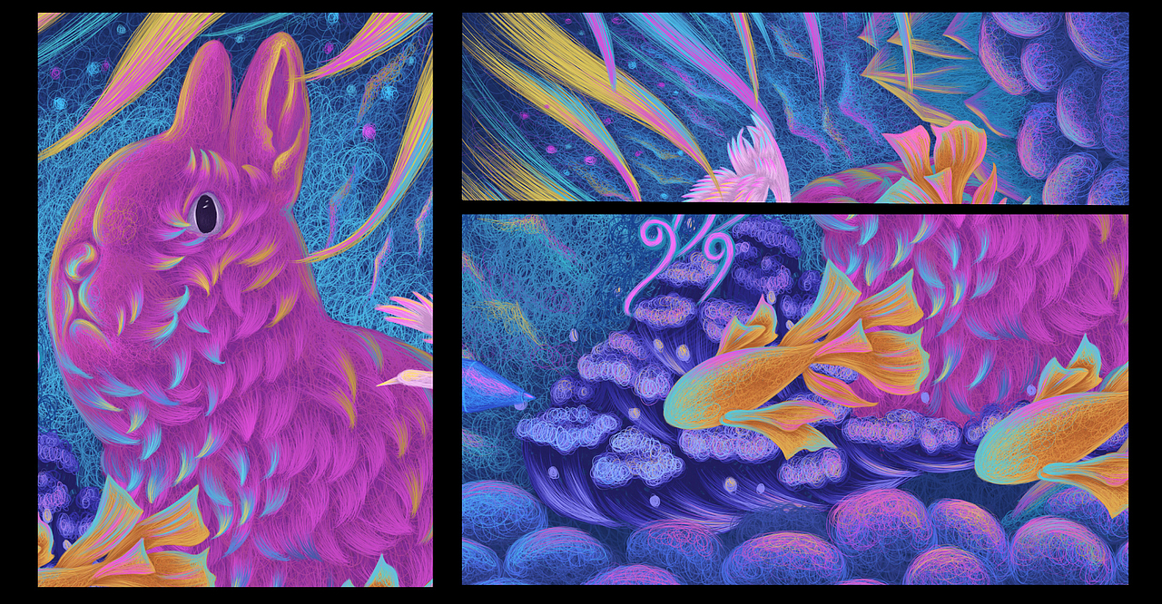 兔 线圈插画 梦幻（图ZMzQxNjg5MDEy） - 新锐潮流插画 - 站酷设计师光屿拾梦原创素材 - 站酷ZCOOL