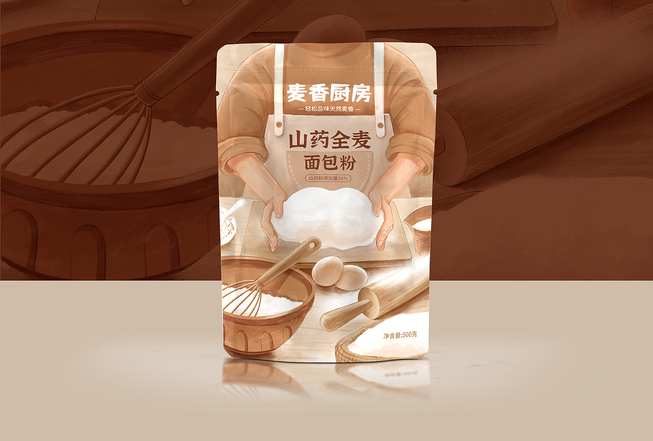 全麦面包粉插画包装设计