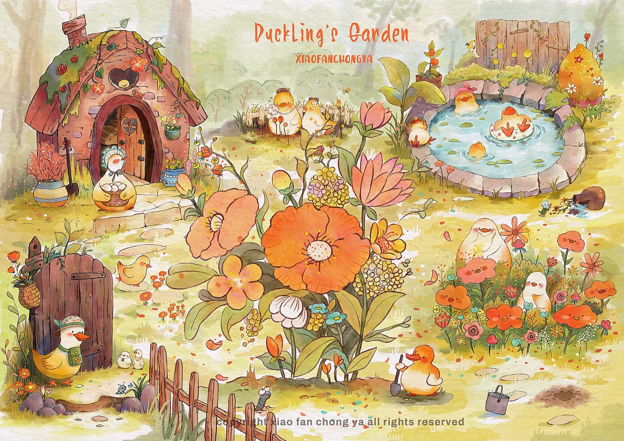 小鸭子的花园系列（图ZMzU5NDg3Nzg0） - 儿童插画 - 站酷设计师小帆冲鸭原创素材 - 站酷ZCOOL