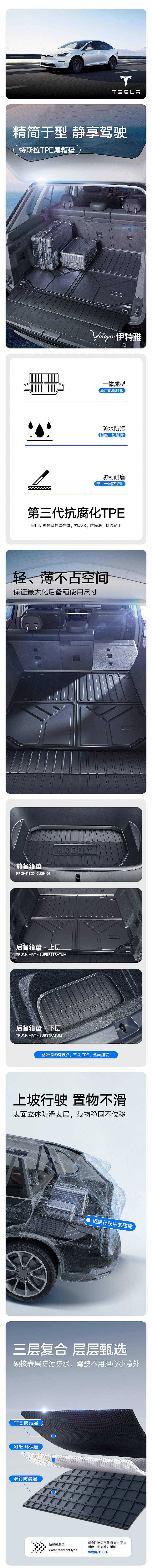 Qishan 特斯拉TPE尾箱垫 脚垫详情页 汽车海报（图ZMzU2NTQzMzM2） - 电商 - 站酷设计师Cremaster原创素材 - 站酷ZCOOL