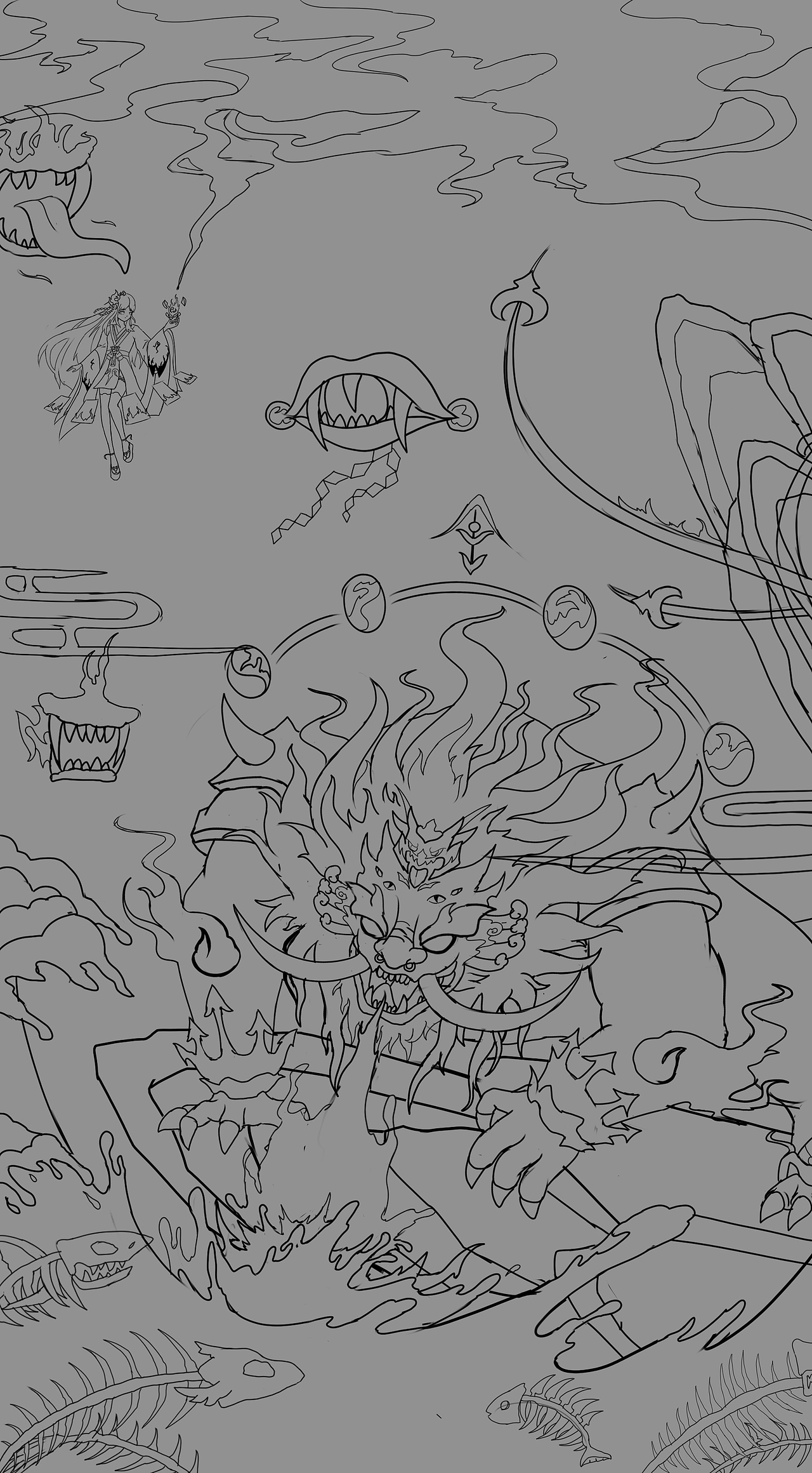 恶灵绘卷×梼杌∣主视觉（图ZMzQ1MDU4MDUy） - 商业插画 - 站酷设计师椰果阿茶原创素材 - 站酷ZCOOL