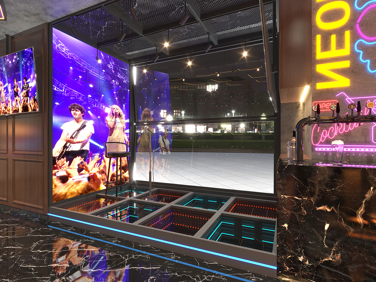 美式烧烤店工装效果图