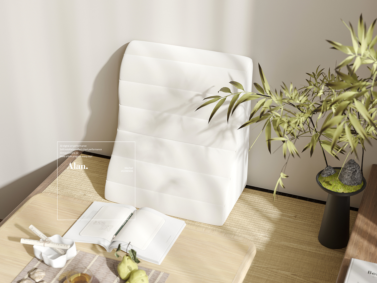 飘窗躺靠垫建模渲染（图ZMzY0MDE4MDky） - 产品 - 站酷设计师Alannnnnnn原创素材 - 站酷ZCOOL