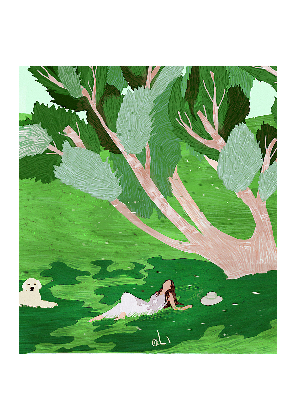 藏在绿色里看夏天（图ZMzQ1MjY0NDUy） - 艺术插画 - 站酷设计师艺术爱好LI原创素材 - 站酷ZCOOL