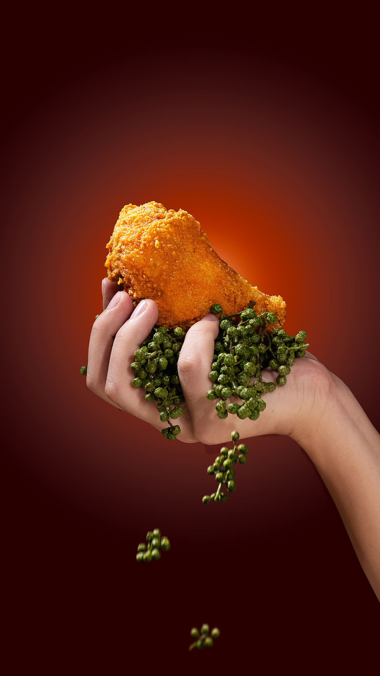 剪纸与食物的风味组合-藤椒风味炸鸡腿组图拍摄