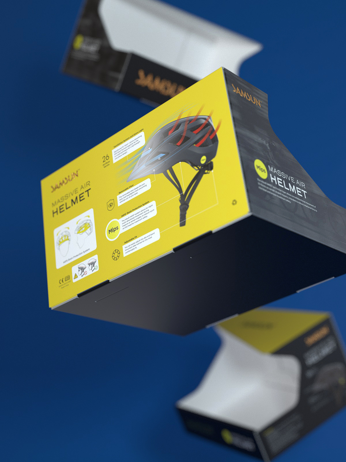 外贸出口运动用品自行车骑行头盔彩盒包装设计