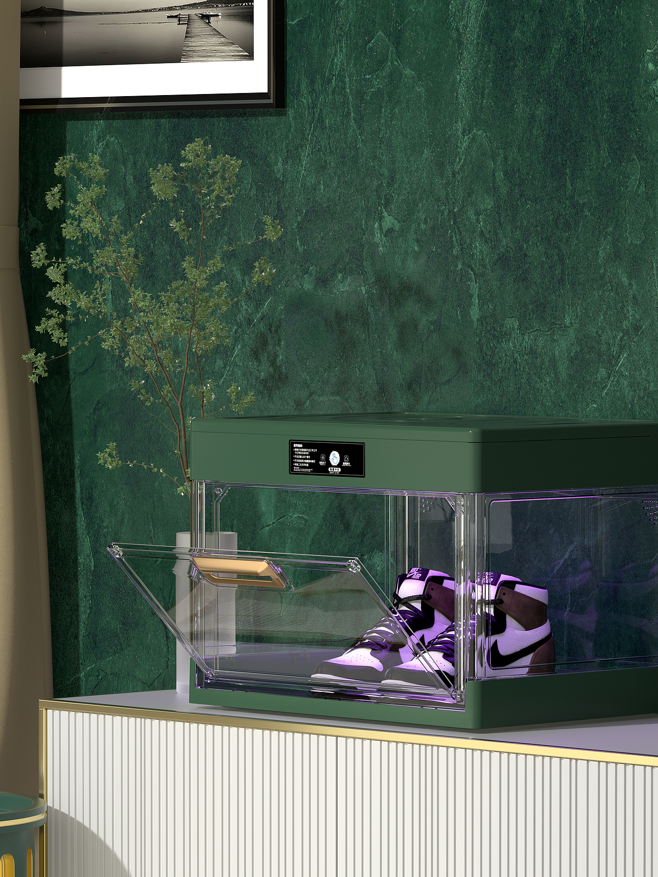 茶具收纳柜 还能装鞋 场景渲染