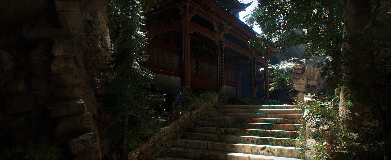 UE5古风场景《林隐古寺》