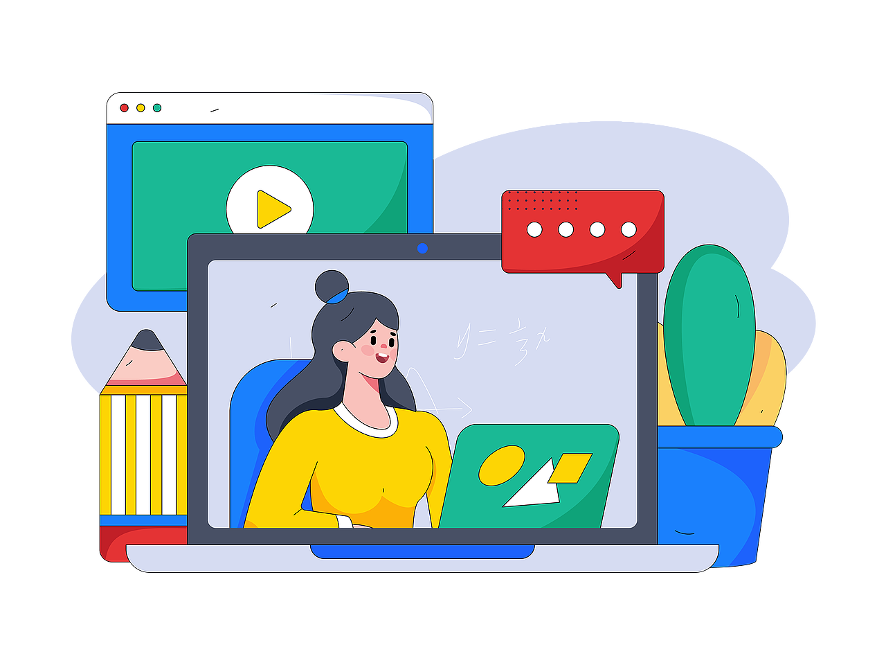 「小洋丁插画」孟菲斯风格插画分享-商务&教育