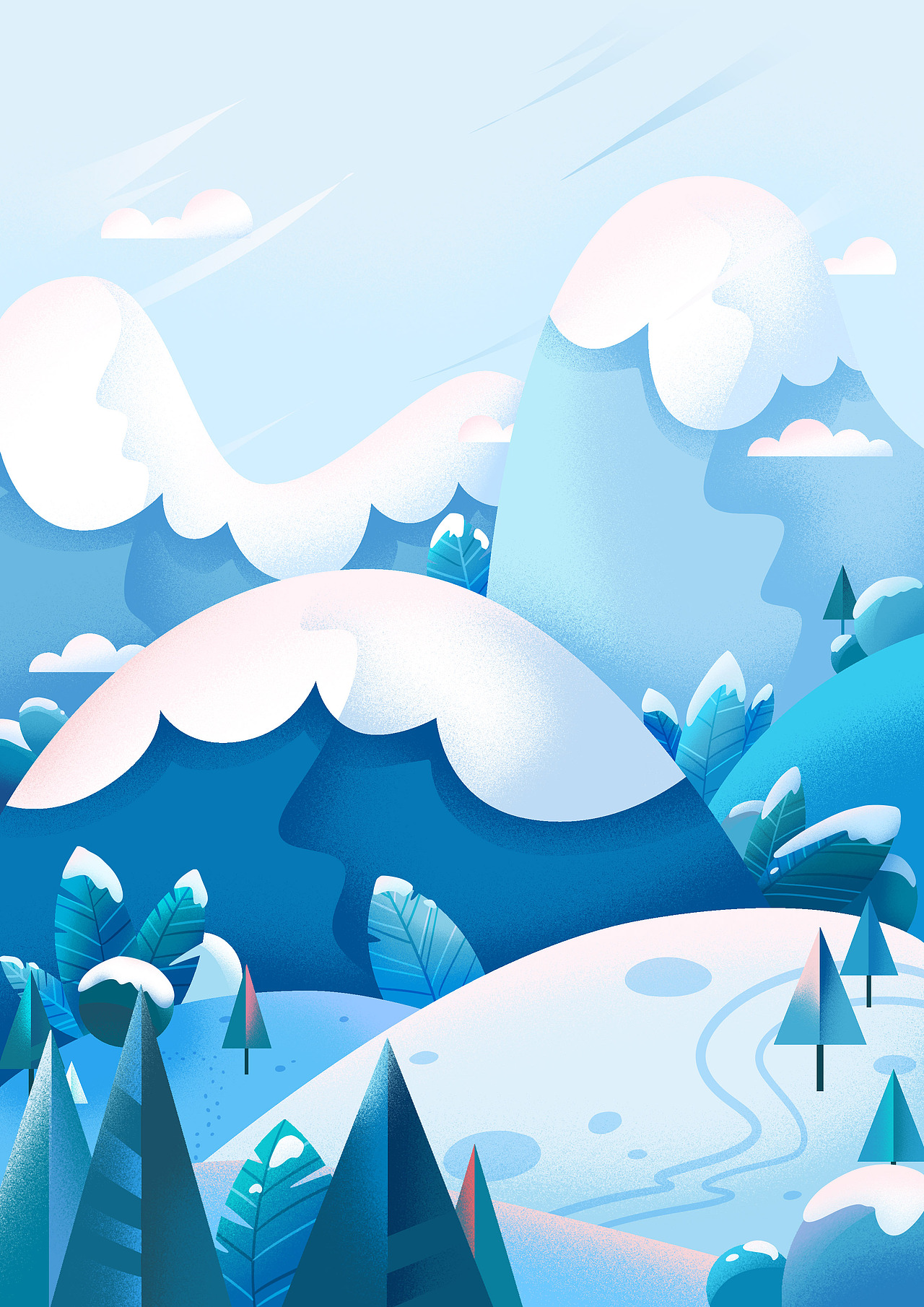 冬季雪山缆车噪点风插画（图ZMzEwNDUwMzk2） - 商业插画 - 站酷设计师歪蹄原创素材 - 站酷ZCOOL