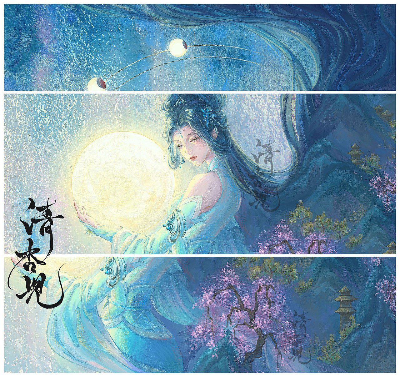 多情只有春庭月，犹为离人照落花（图ZMzU3MzU3NzUy） - 商业插画 - 站酷设计师清杏儿原创素材 - 站酷ZCOOL