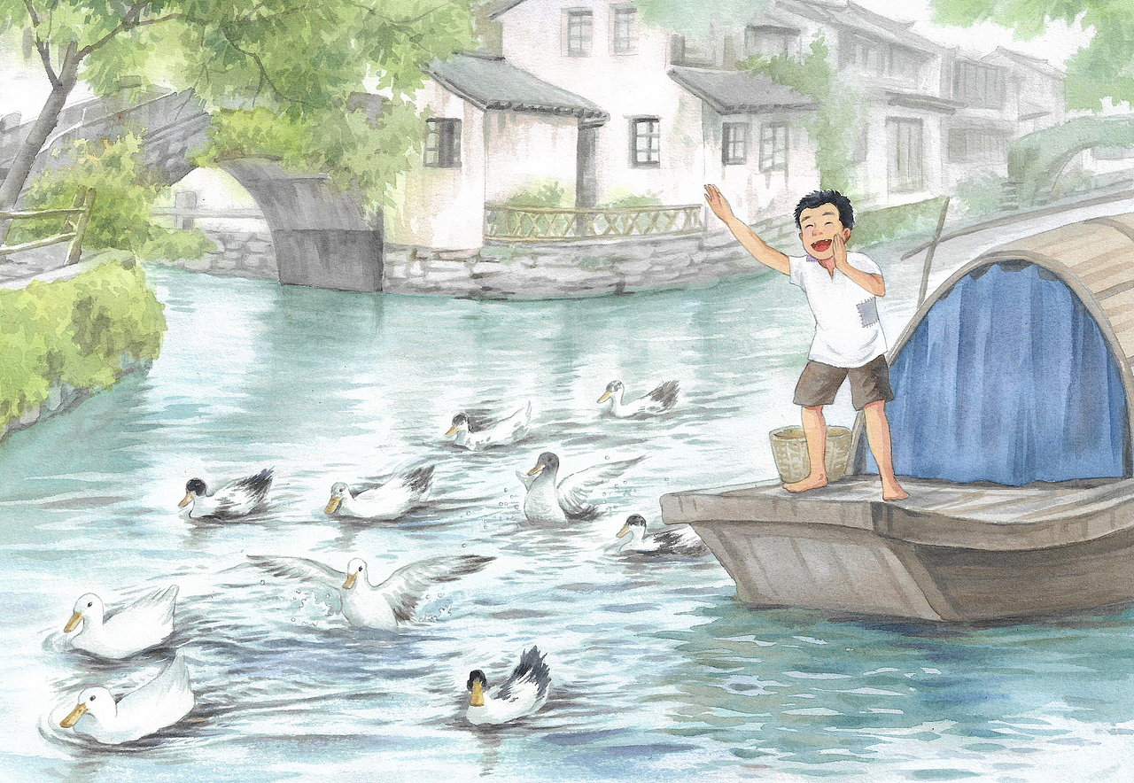 水巷人家故事系列(水彩插图)